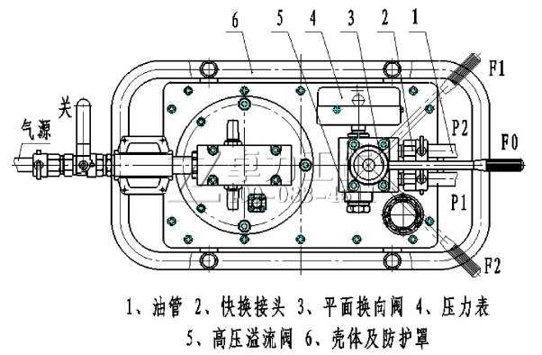 氣動錨索張拉機具氣動泵結構圖