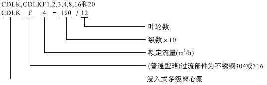 CDLK，CDLKF浸入式多級離心泵型號定義